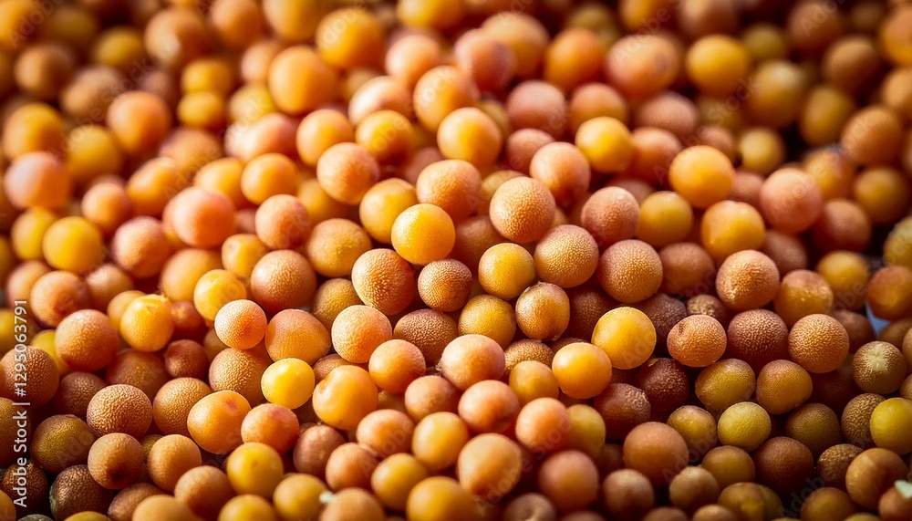 Macro shot of tiny mustard seeds, showcasing their smooth round surfaces reflecting light, highlighting the intricate texture and vibrant color Macro shot of tiny mustard seeds, showcasing their smooth round surfaces reflecting light, highlighting the intricate texture and vibrant color