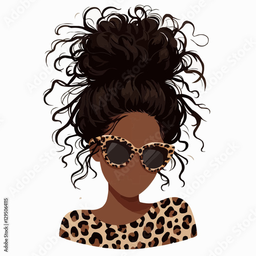 girl with a messy hair bun and cheetah print sunglasses