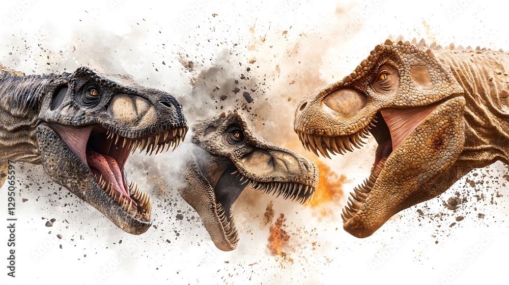 Jurassic park t-rex clash with evolutionary insights in digital art Jurassic park t-rex clash with evolutionary insights in digital art
