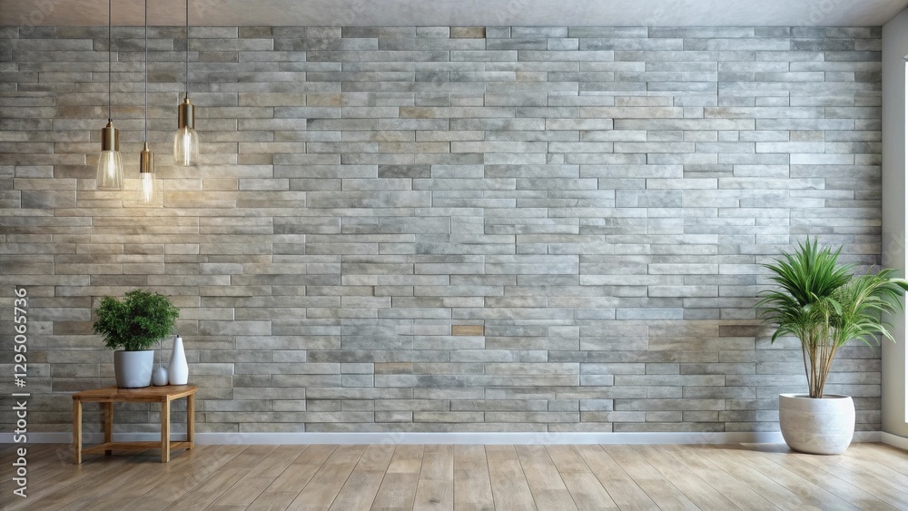 Modern Minimalist Interior Design Featuring a Stone Wall Accent and Stylish Pendant Lighting Modern Minimalist Interior Design Featuring a Stone Wall Accent and Stylish Pendant Lighting
