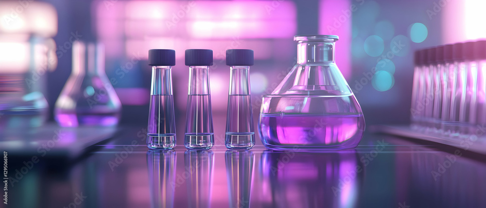 Basic 3D illustration of a laboratory with test tubes and chemicals - Basic 3D illustration of a laboratory with test tubes and chemicals -
