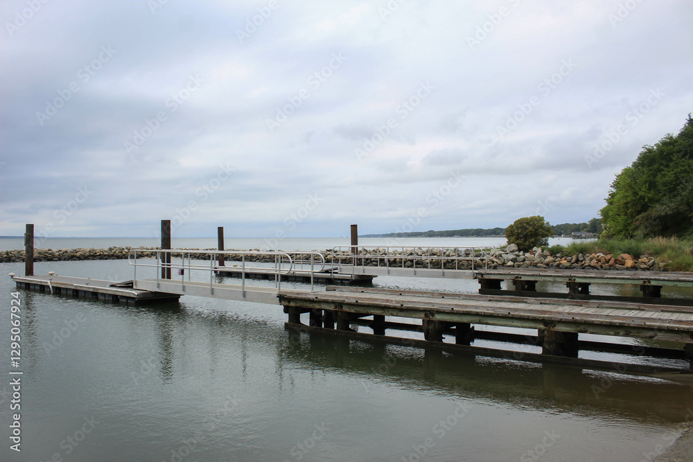 clouded pier on the river clouded pier on the river