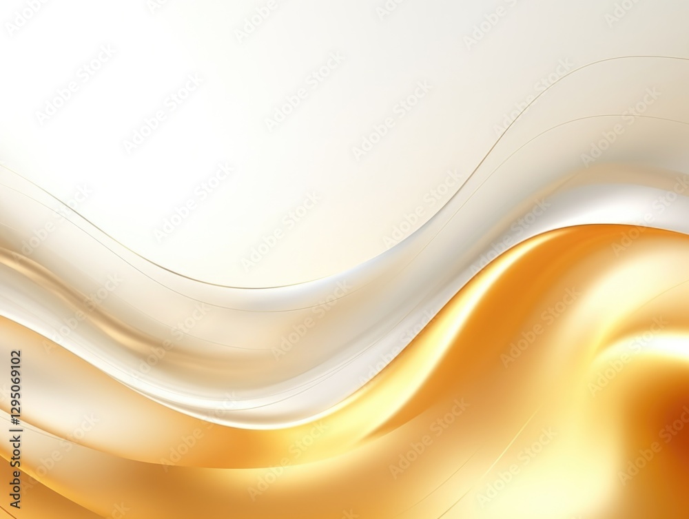 Obraz premium Free plain white background with gold wave