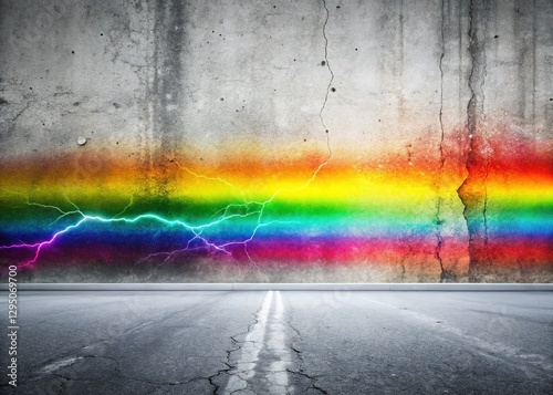 Abstract Motion Sensor: Urban Rainbow Glitch Double Exposure Stock Photo