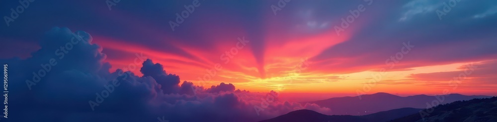 Deep indigo sky bleeds into orange horizon, wispy clouds drift , gradient, dusk Deep indigo sky bleeds into orange horizon, wispy clouds drift , gradient, dusk