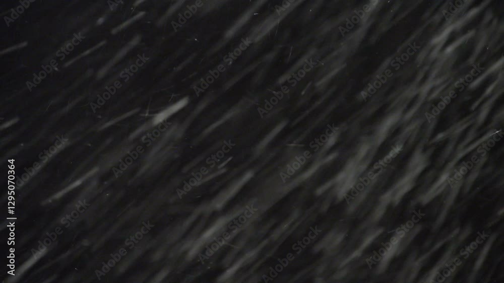 A Real Snowstorm With Snowflakes Flying Quickly And Strong Winds On A Black Background. Ideal For Adding Intense Winter Effects Or Green Screen Projects, Enhancing Your Footage With A Realistic Storm.