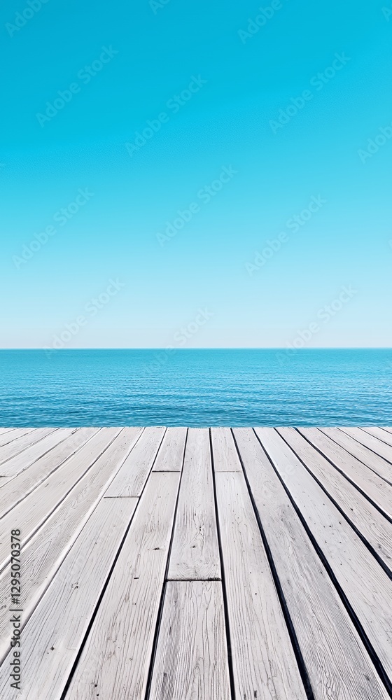 Ocean View from Wooden Dock: Serenity and Tranquility Ocean View from Wooden Dock: Serenity and Tranquility