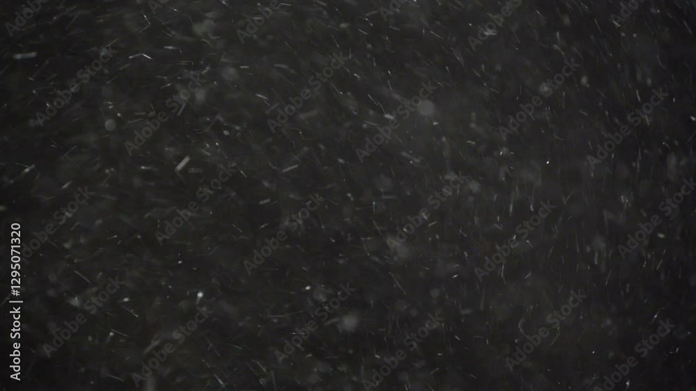 A Real Snowstorm Featuring Fast-Flying Snowflakes And Strong Winds On A Black Background. A Great Choice For Winter Effects, Green Screen Applications, Or Dramatic Snowstorm Visuals.