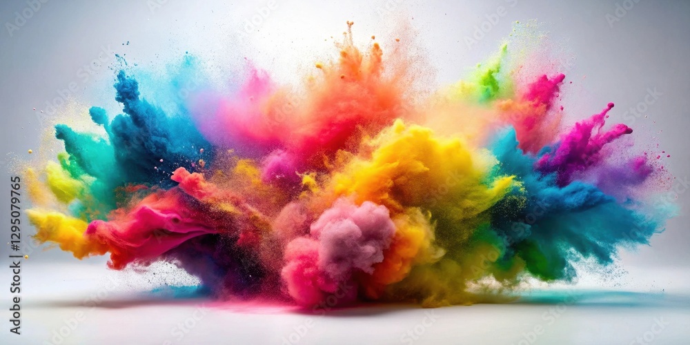 Obraz premium A vibrant explosion of multicolored powder, a kaleidoscope of swirling hues and dynamic textures creating an abstract masterpiece of color and movement