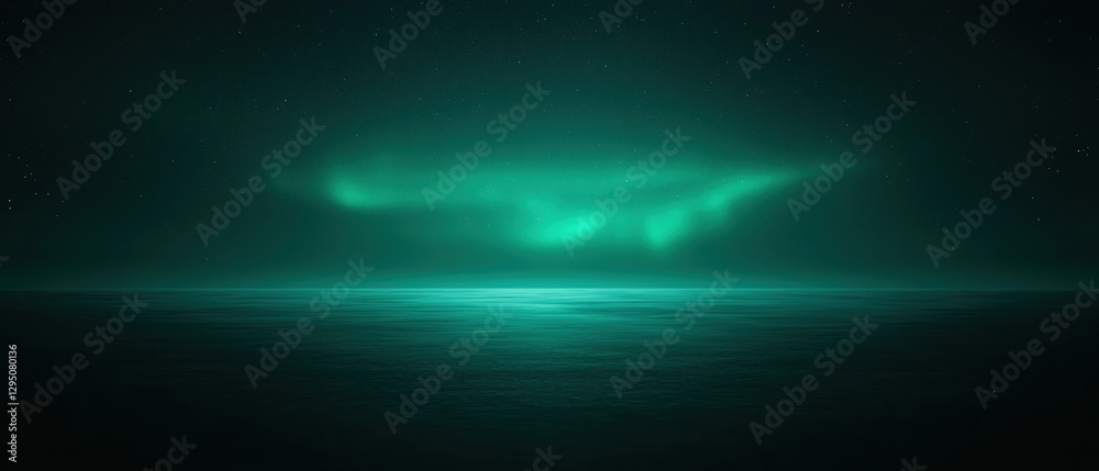 Fototapeta premium Northern Lights Concepts. Vibrant aurora borealis over a tranquil sea at night.
