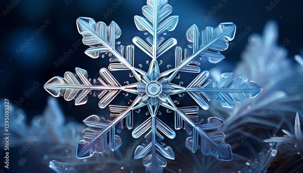 Extreme close-up of a single snowflake, showcasing its intricate crystalline symmetry, with fine details of the delicate, unique structure. Extreme close-up of a single snowflake, showcasing its intricate crystalline symmetry, with fine details of the delicate, unique structure.