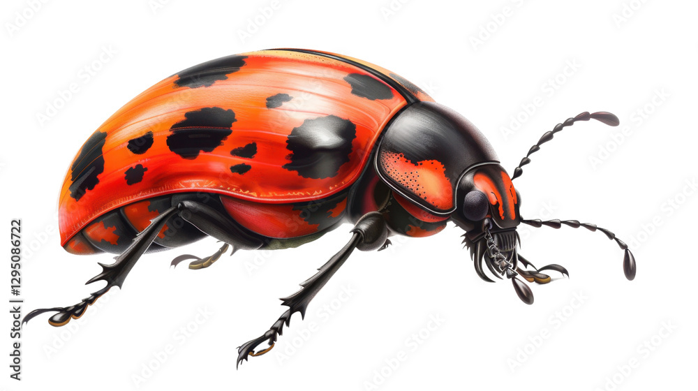 Naklejka premium Large red and black beetle walking on transparent background