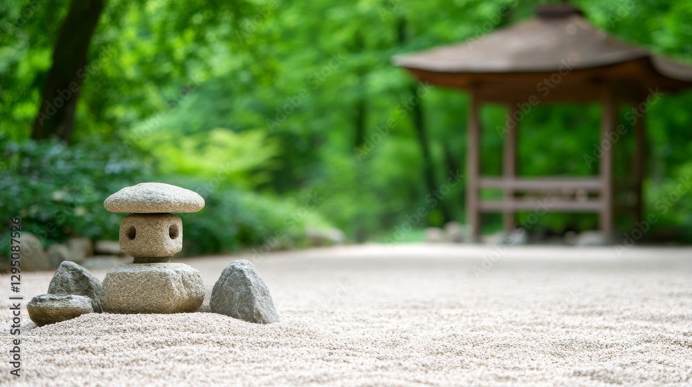 Zen garden stones, peaceful Japanese landscape Zen garden stones, peaceful Japanese landscape