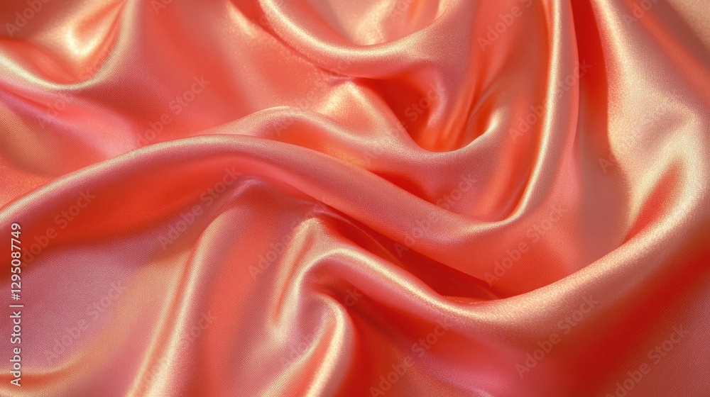 Obraz premium A detailed close-up of luxurious pink satin fabric showcasing numerous intricate folds and textures, highlighting its softness and sheen.