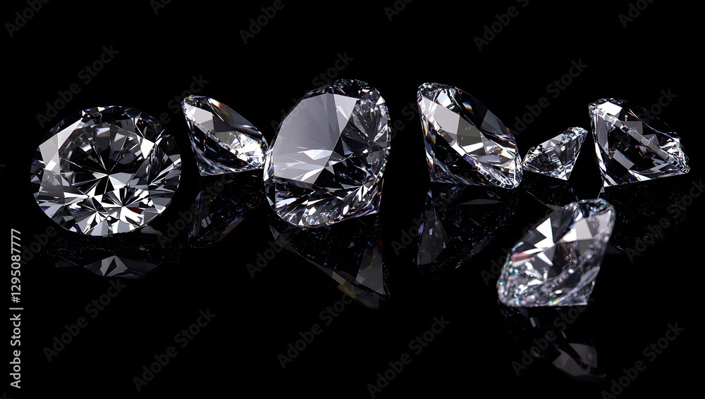 Sparkling Diamonds on Black Background Sparkling Diamonds on Black Background