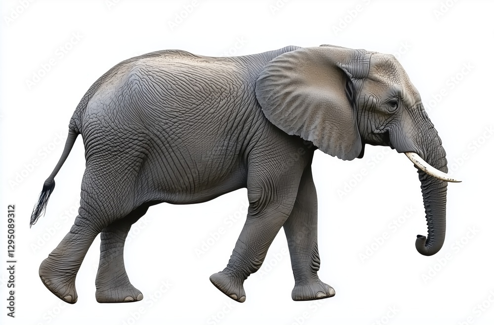 Fototapeta premium Majestic Elephant Walking Gracefully in Natural Habitat with Soft Light Highlights 