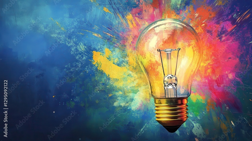 A vividly colored light bulb shines brightly against a deep blue background, showcasing its vibrant yellow hue.