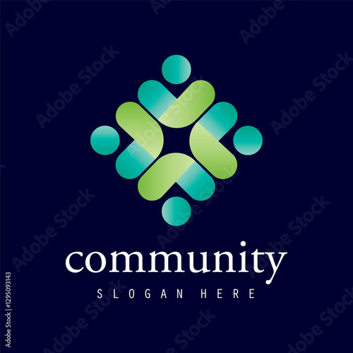 People logo design, Community human Logo with gradient color, people logo design template, vector illustration