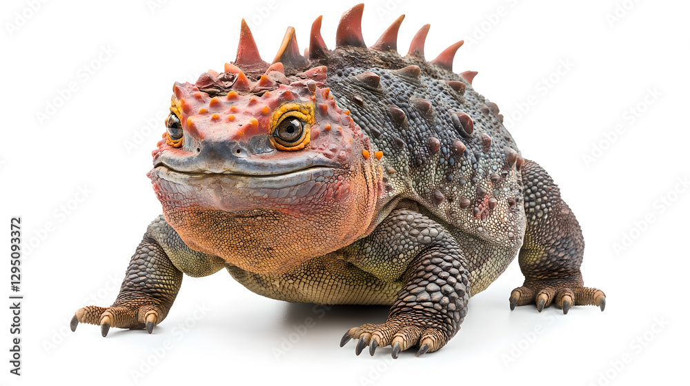 Obraz premium Close-up of a spiny-tailed lizard against a white background