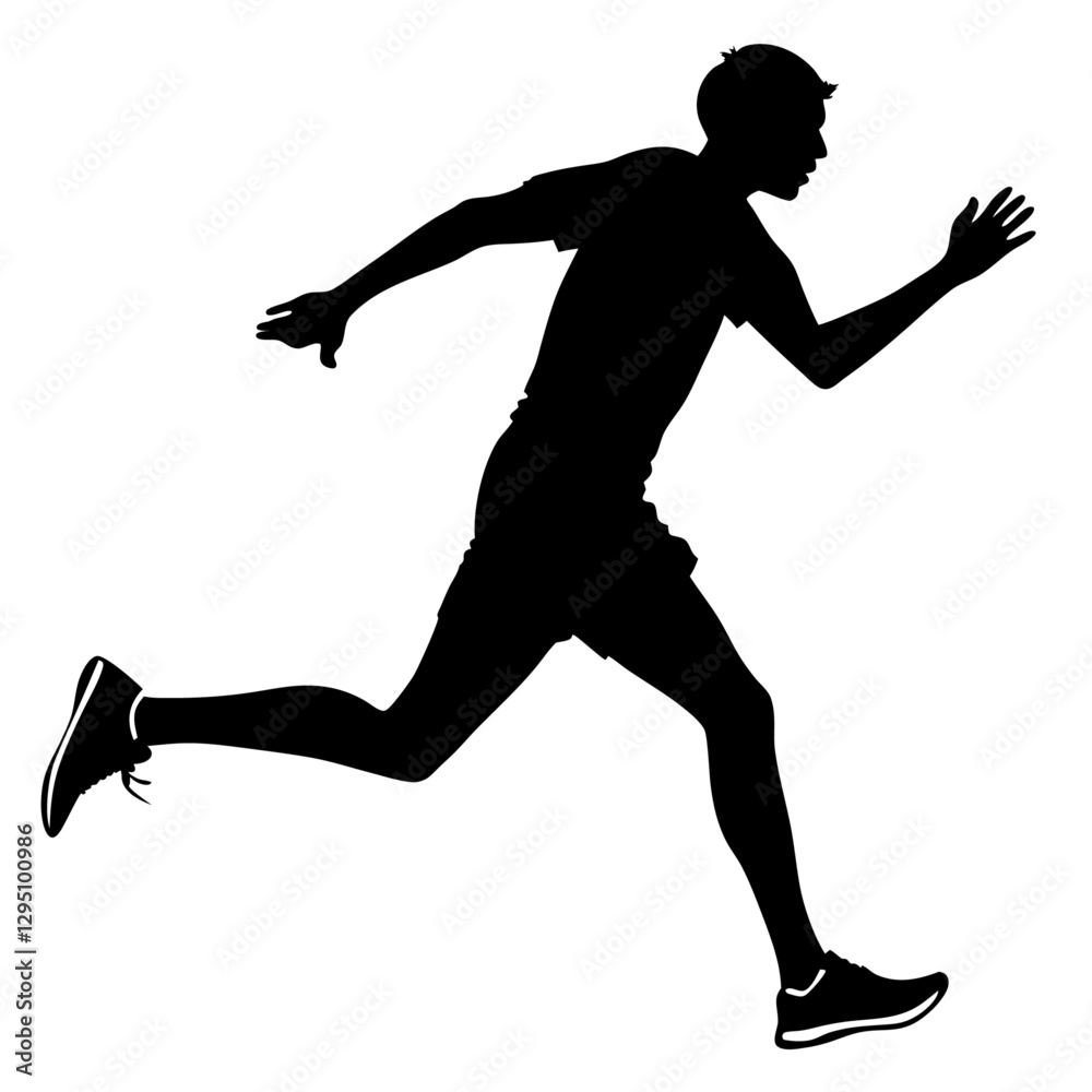 Obraz premium High-Quality Black and White Silhouette Vector boy running 