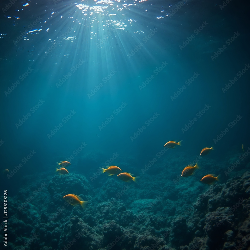 Fototapeta premium Pristine Plastic-Free Ocean with Vibrant Marine Life and Coral Reefs