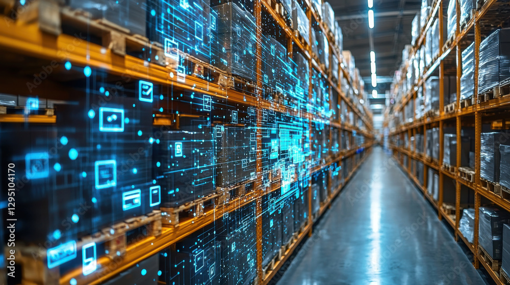 Fototapeta premium Smart warehouse management system with augmented reality technology