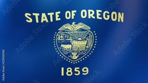 Seamless 3D loop of Oregon’s flag with beaver emblem waving in wind. Vibrant 4K video for tech presentations, outdoor-themed projects, and educational content.