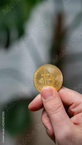 Bitcoin on the background of charts, green screen.Bitcoin under government pressure – regulations and taxation impact.