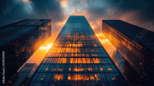Wallpaper Mural City skyscrapers at sunset with dramatic sky Torontodigital.ca