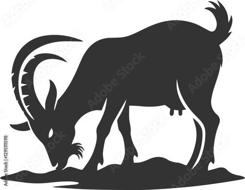 Goat sniffing the ground animal vector silhouette