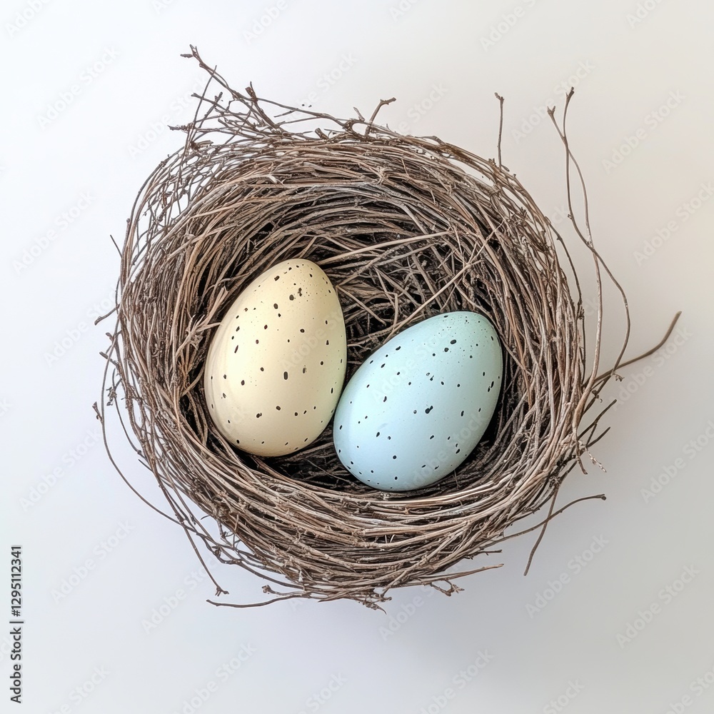 Cute egg in bird nest in Spring Cute egg in bird nest in Spring