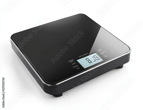 Modern black digital kitchen scale on white background (1) photo