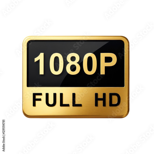 Gold 1080P Full HD Sign with transparent background