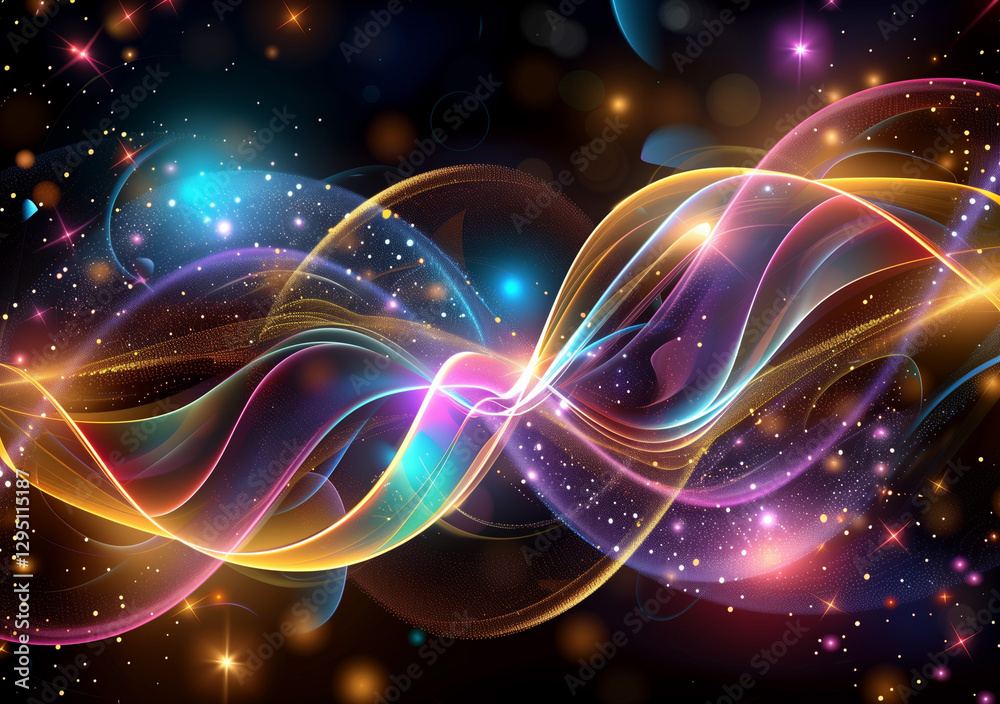 Fototapeta premium 宇宙に花開くオーロラの背景画像