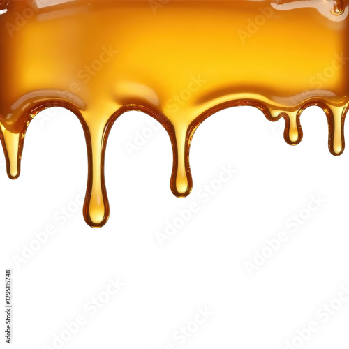Golden liquid dripping with transparent background