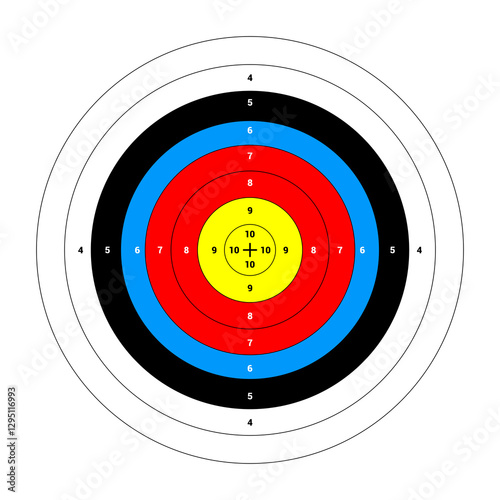 Archery target set. Shoting target set. Set of targets at white background. Concept of archery or reaching the goal in business. Vector illustration. Target icon vector. Arrow icon. Goal sign
