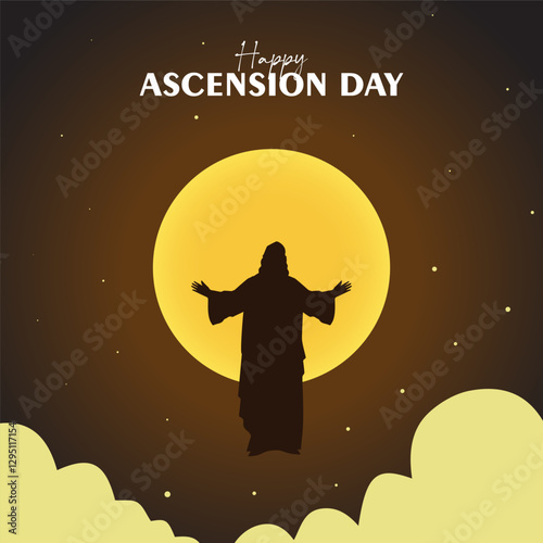 Happy Ascension Day of Jesus Christ vector illustration. Jesus Christ resurrection vector.