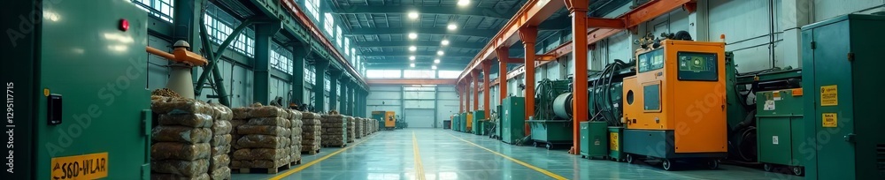 High-tech recycling facility, innovative waste processing, renewable energy integration , processing, steel structure, sustainable High-tech recycling facility, innovative waste processing, renewable energy integration , processing, steel structure, sustainable