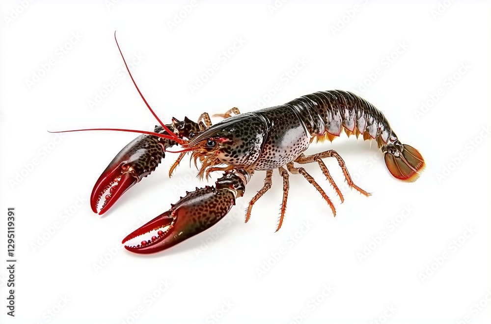 Stunning Lobster Crawling on White Surface with Glimmering Shell and Intricate Details
Stunning Lobster Crawling on White Surface with Glimmering Shell and Intricate Details