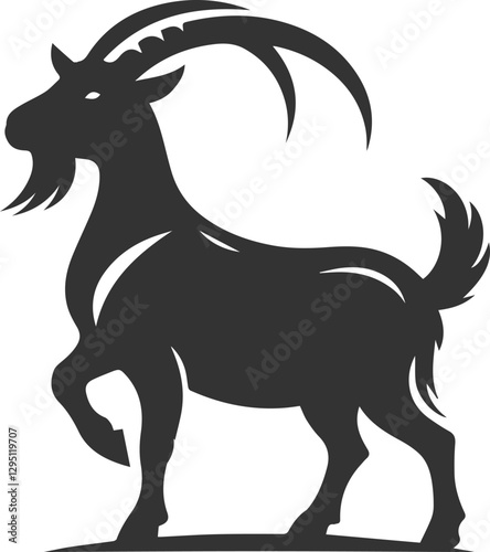 Goat flicking its tail while standing animal vector silhouette