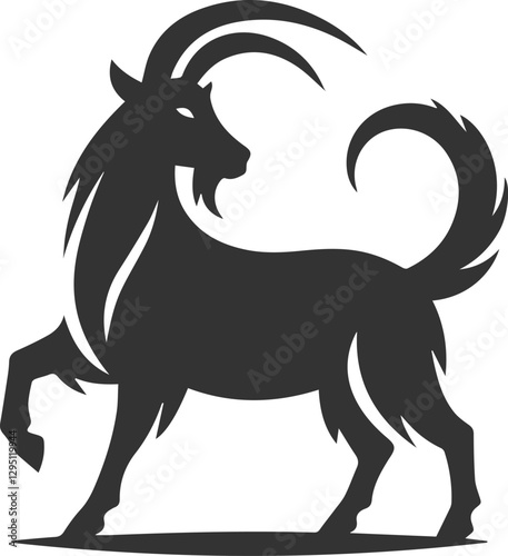 Goat flicking its tail while standing animal vector silhouette