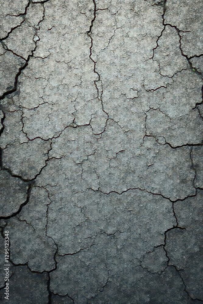 Fototapeta premium Cracked and pitted concrete, aged gray Abstract backdrop , material, weathered, gray