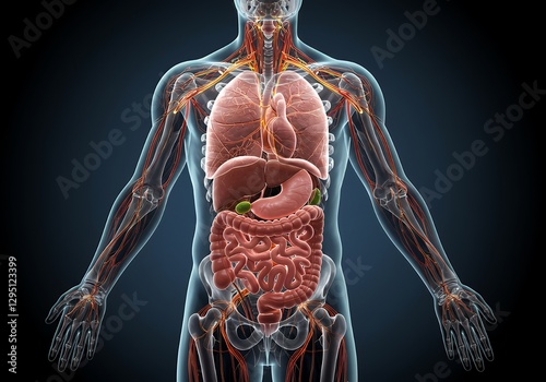 Human Body Internal Organs Anatomy Illustration for Medical or Educational Use