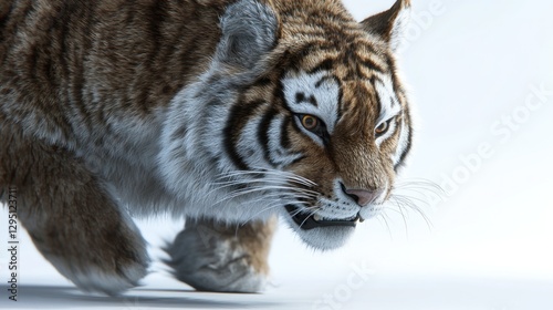Tiger Prowl Against White photo