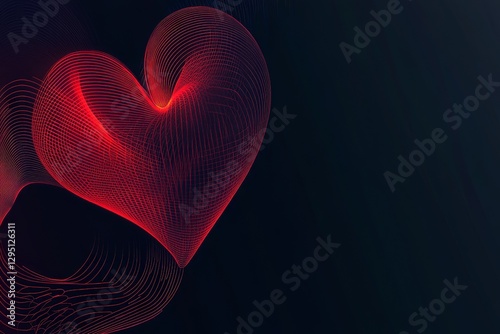 Radiaant red heart vector with glowing effect 