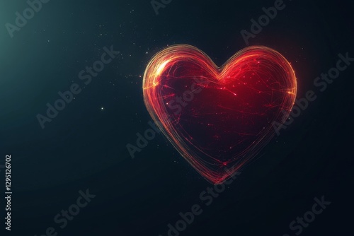 Radiaant red heart vector with glowing effect 