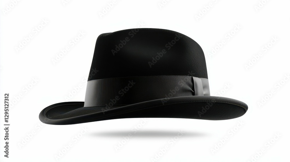 Black Fedora Hat Classic Style Isolated Object Elegant Accessory Traditional Apparel Fashionable Headwear Black Fedora Hat Classic Style Isolated Object Elegant Accessory Traditional Apparel Fashionable Headwear