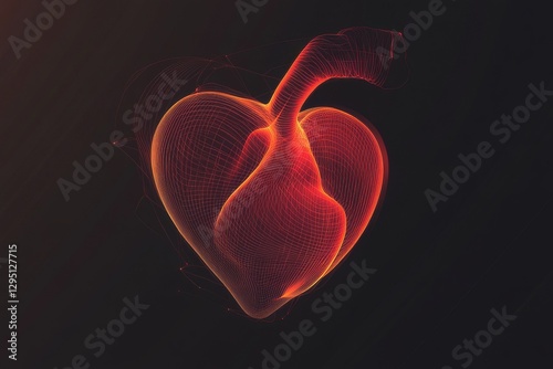 Radiaant red heart vector with glowing effect 