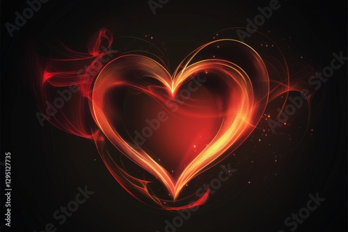 Radiaant red heart vector with glowing effect 