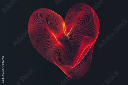 Radiaant red heart vector with glowing effect 